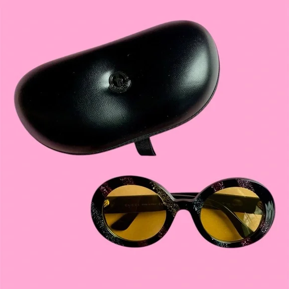 GUCCI Acetate Round Glitter Sunglasses